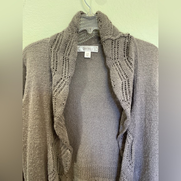 Decree Waterfall Cardigan Sweater Trumpet Sleeve L - Picture 4 of 16